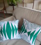 Green & blue patchwork cushion covers. Choice of 2 designs. BOTH still available - Image 1