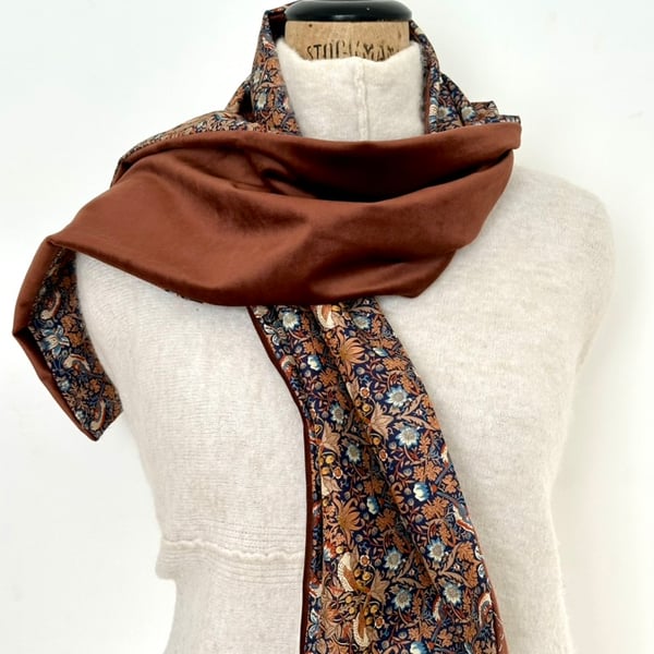 Liberty of London Print Long Scarf.Cotton Tana Lawn and Velvet  