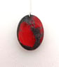 Double-Sided Resin Pendant Necklace: Galaxy Lava, Red & Black, Silver Plated
