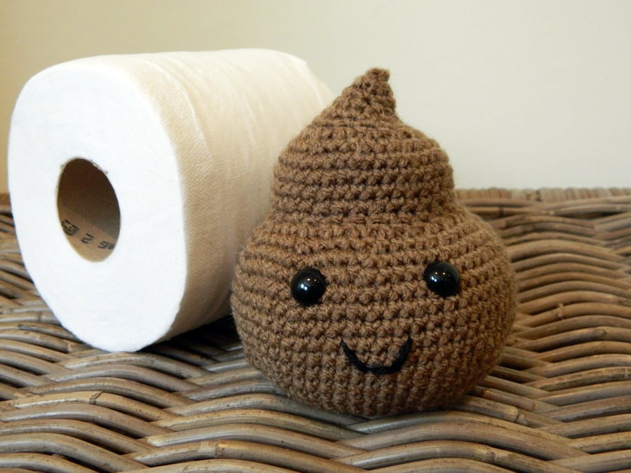 Mr Poop the plush poo toy, handmade crochet stuffed emoji plushie