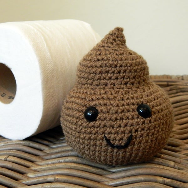 Mr Poop the plush poo toy, handmade crochet stuffed emoji plushie