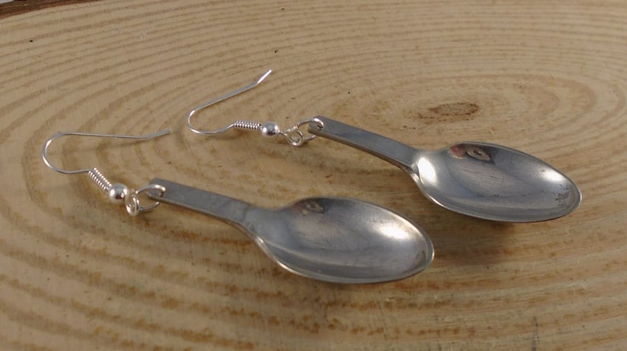 Upcycled Silver Plated Sugar Tong Spoon Earrings SPE092014