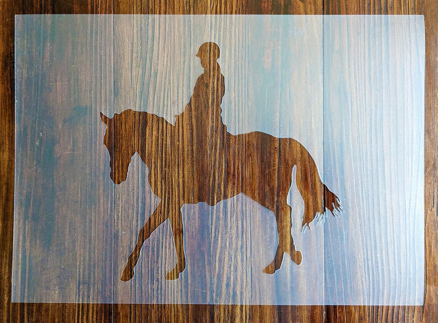 Horse and Rider Stencil Mask Reusable PP Sheet for Arts & Crafts