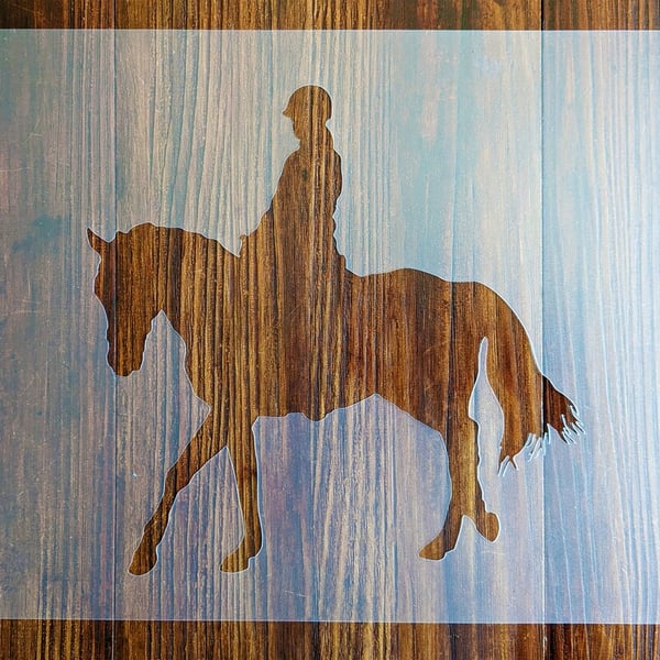 Horse and Rider Stencil Mask Reusable PP Sheet for Arts & Crafts
