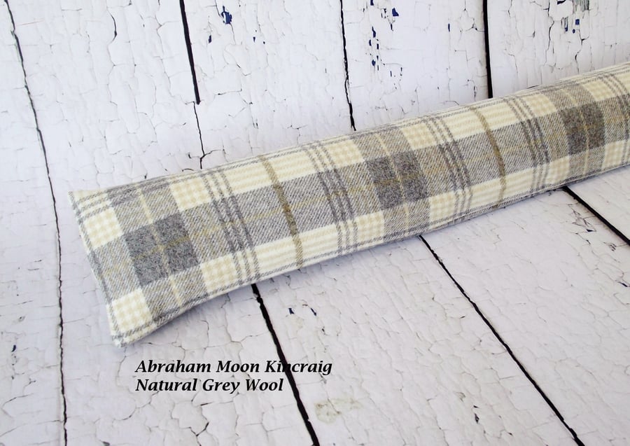 Draught Excluder 100% wool  Abraham Moon Kincraig Natural Grey fabric heavy