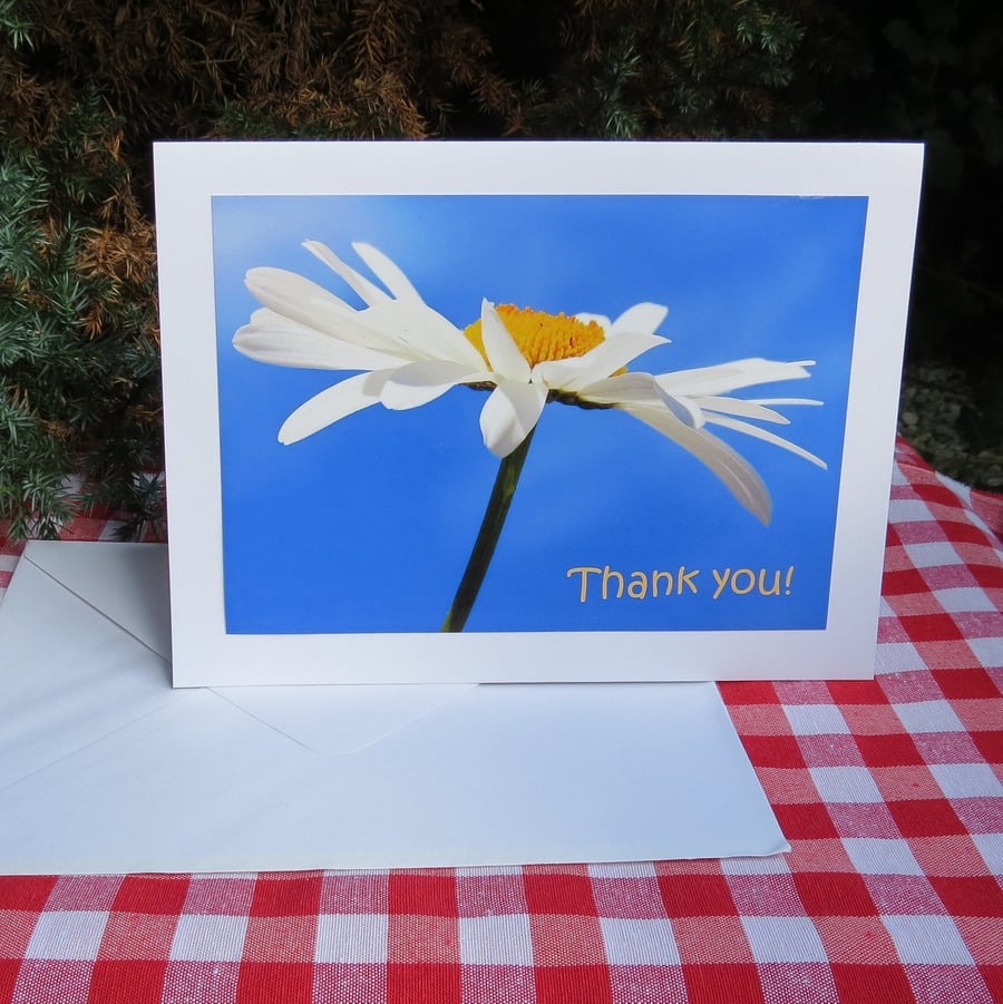 Thank you!  A card left blank for your own message.  Flower card.