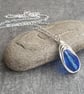 Cobalt blue teardrop necklace, Sterling silver chain - Image 5