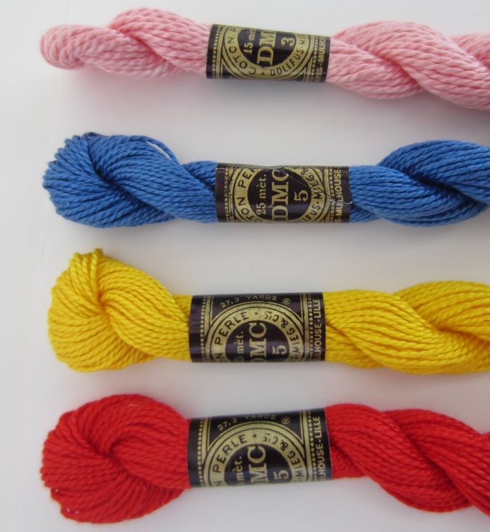 SALE 4 Skeins of DMC 5 and 3 Cotton Perle Thread