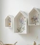 Botanical Wall Hanging Shelves Painted in Clotted Cream with Botanical detail (U