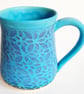 Mug - Turquoise Patterned Matt Glaze Hand Thrown Stoneware Ceramic Mug