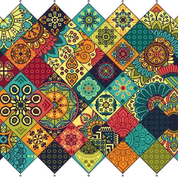 054 - Arabian Ethnic Mandala Folk Art Vintage Patchwork - Cross Stitch Pattern