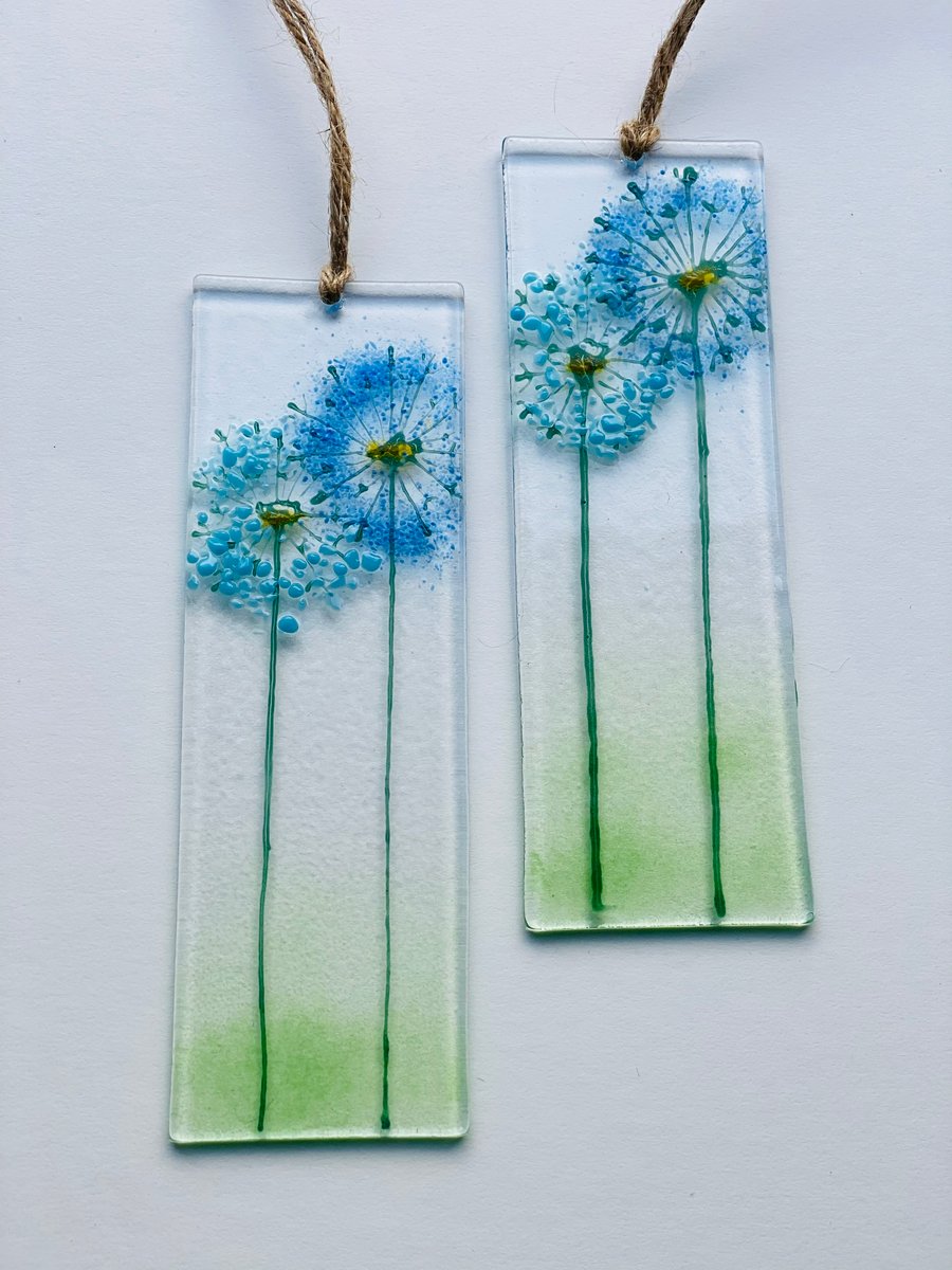 Fused glass dandelion hanging decoration
