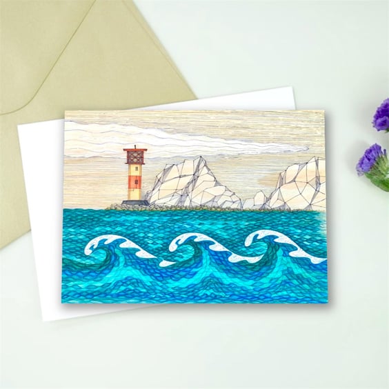The Needles Lighthouse, Isle of Wight, Art Print Greetings Card