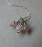 shades of pink sterling silver gemstone necklace, silver & rose quartz necklace - Image 5