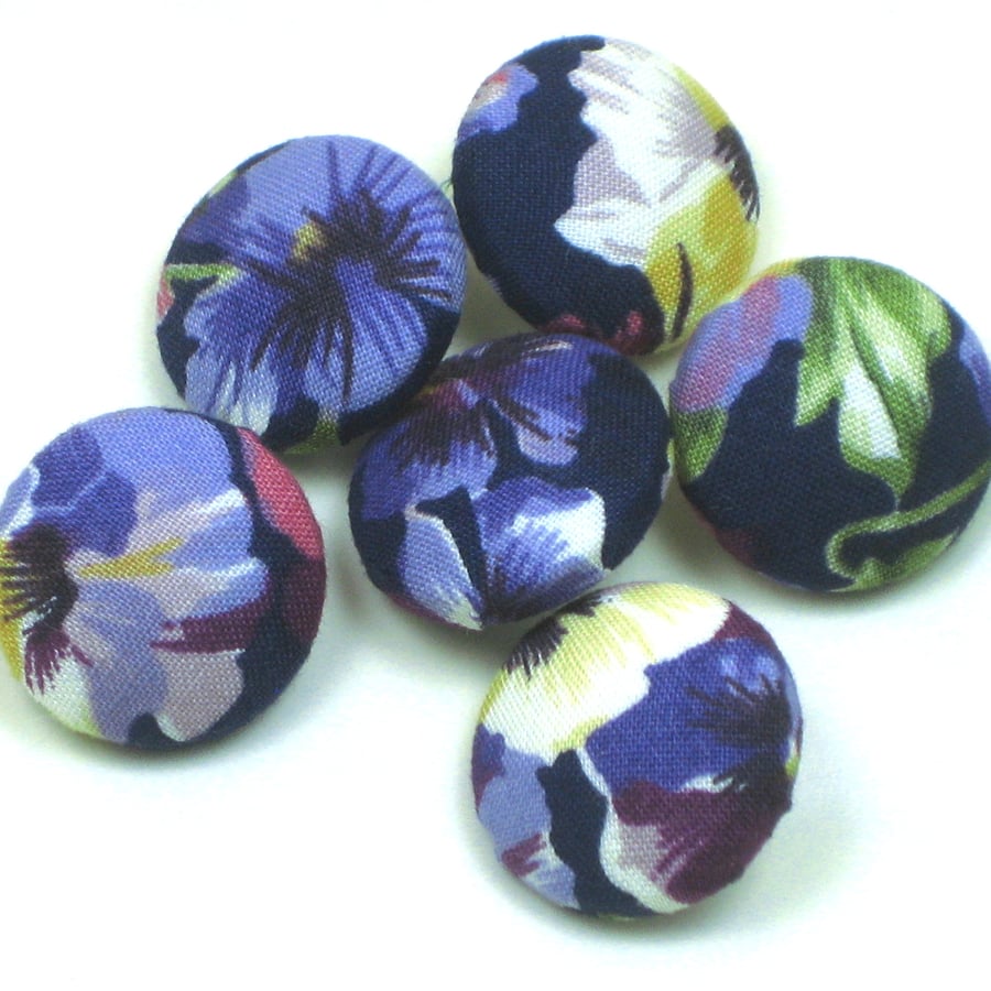 25mm Buttons, Vintage Rose and Hubble Pansy Fabric