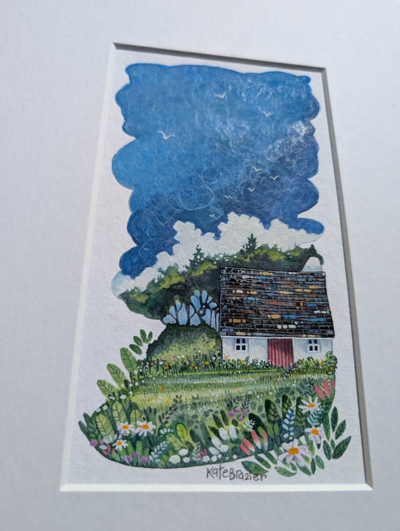Woodland Glade Cottage - Mixed media. Colourful. Unique. Mounted 
