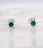 Green Onyx Facet 3mm Gemstone 6 Prong Sterling Silver Stud Earrings. - Image 1