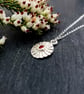 Recycled Fine Silver Daisy Pendant with Garnet Cubic Zirconia - Image 3