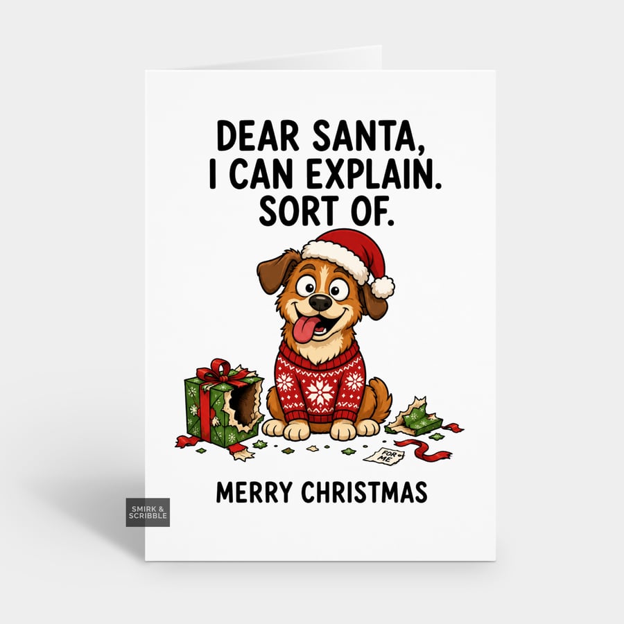 Image of Funny Snarky Christmas Card - Can Explain Dog