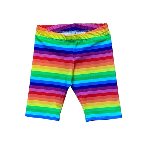 Rainbow coloured kids unisex Cycle Shorts - sizes 2yrs to 8yrs available