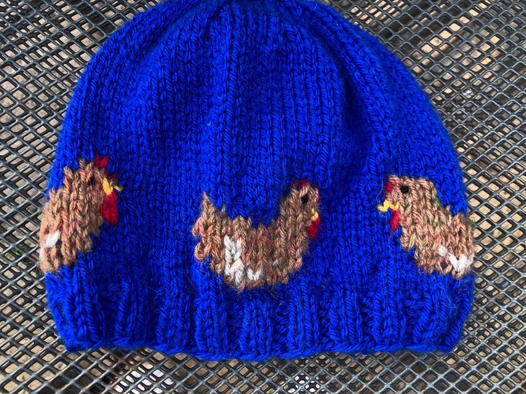 Chicken hat , Unisex beanie , hens ,hand knitted ,winter hat  