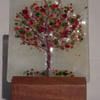 'Autumn Tree', fused glass panel with candle holder