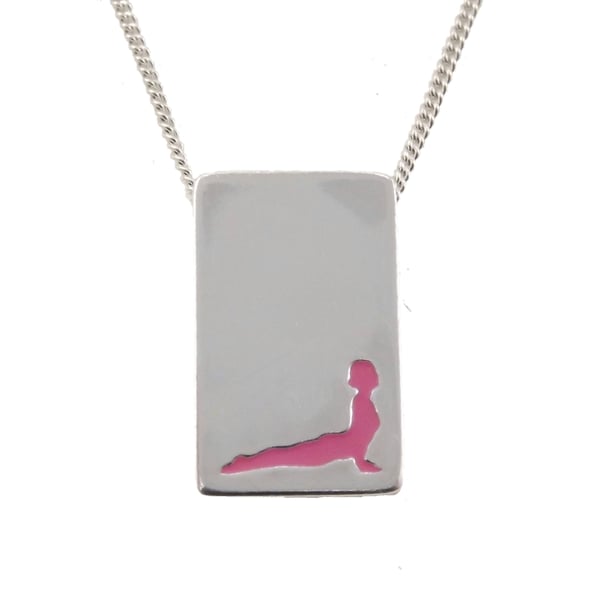 Yoga themed pendant, handmade from sterling silver