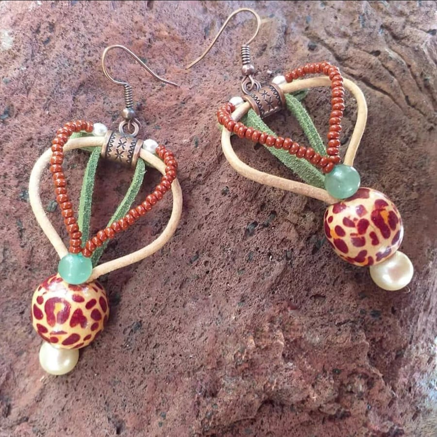 Statement Brown Beaded Earrings