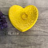 Ceramic heart trinket dish, ring dish, jewellery dish. Yellow. Handcrafted.