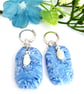 Blue Marbled And Freshwater Pearl Earrings.