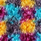 Hand dyed Helmbold mohair fur fabric "Moroccan Glass" on 40mm wavy