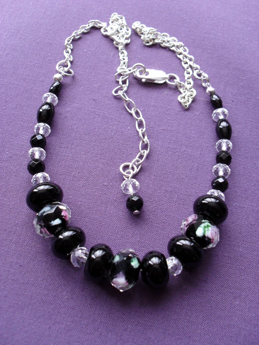 Black Onyx and Glass Necklace