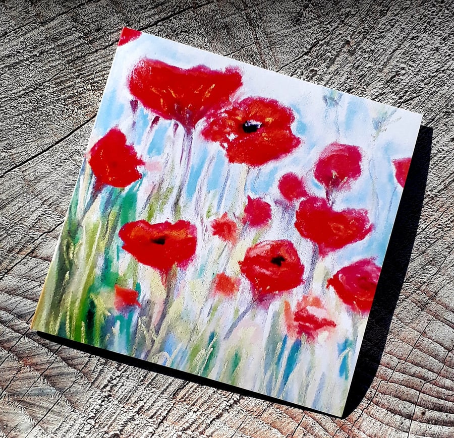 A set of 3 Norfolk poppies greeting cards 
