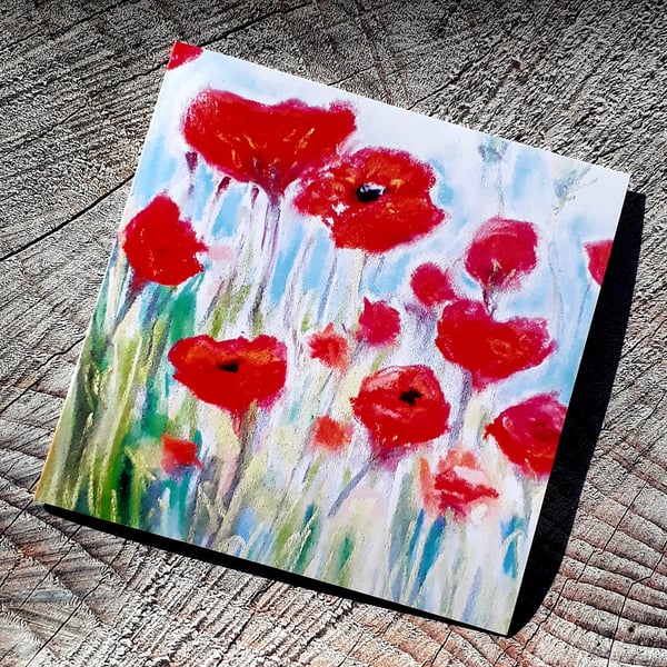 A set of 3 Norfolk poppies greeting cards 