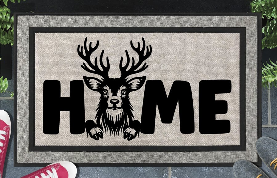 Reindeer Home Door Mat No.1 - All Weather - Reindeer Welcome Mat - 45x70cm 