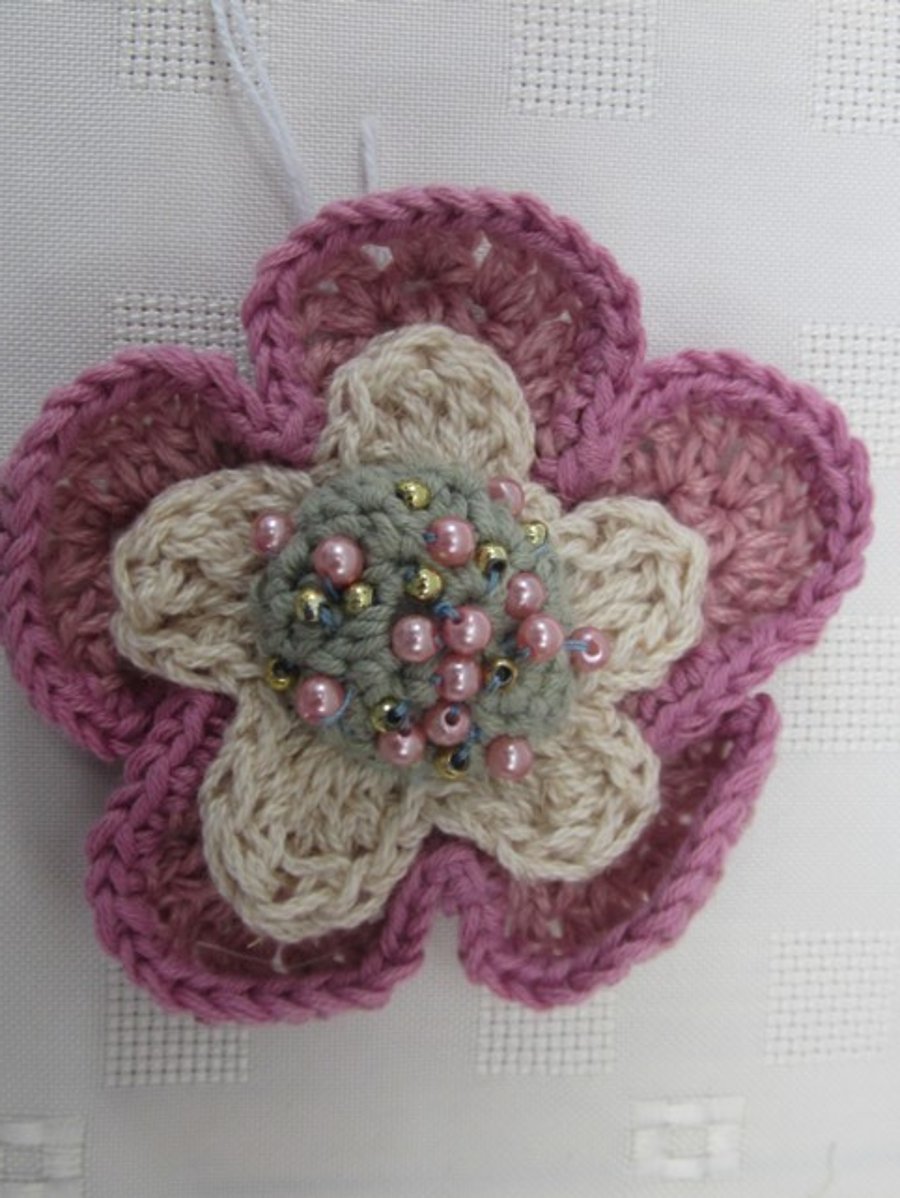 Crochet Flower Brooch