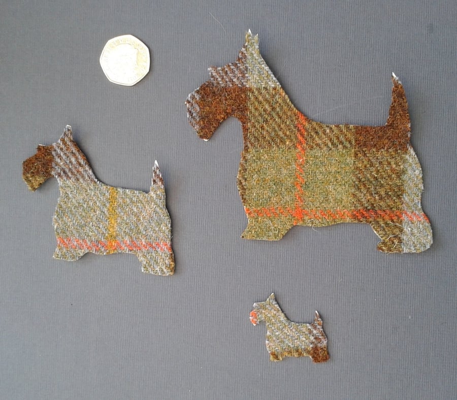 Harris Tweed Scottie Dog Appliqué (set of 3)