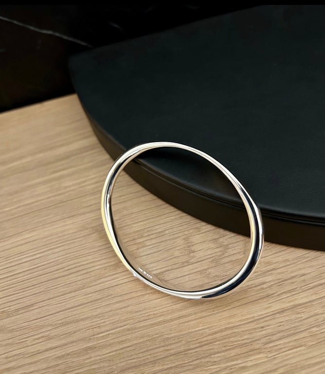 "Parallels" - Heavy Sterling Silver Bangle - Made to any size - Hand Forged