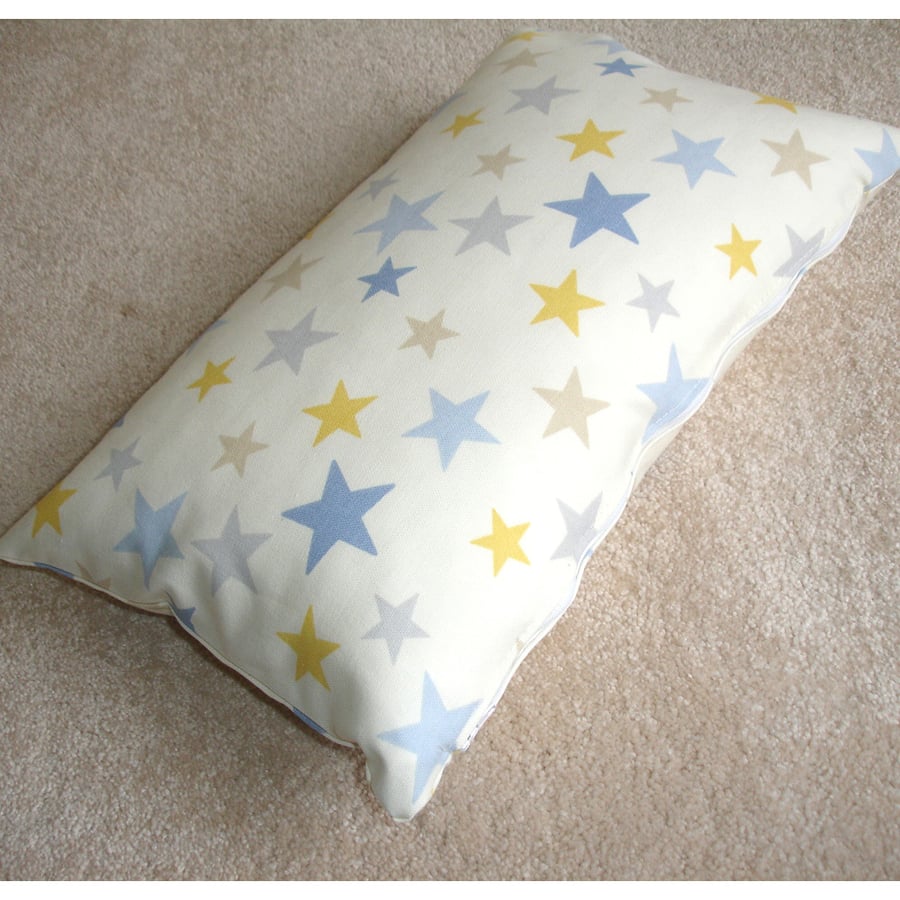 Tempur Travel Pillow Cover Stars 16"x10" 16x10 Blue Yellow Grey Star