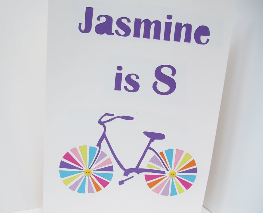 Large Personalised Bicycle Birthday Card 