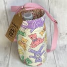 Water bottle carrier with pocket for phone. Teddies and floral