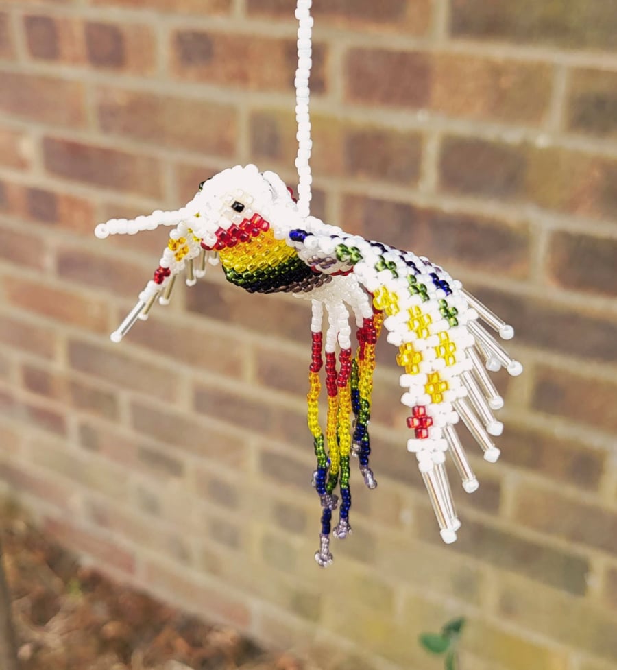 Hummingbird - 3d Beaded. Ornament. Hanging Decoration