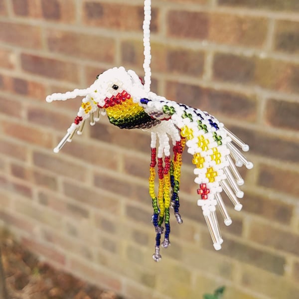 Hummingbird - 3d Beaded. Ornament. Hanging Decoration