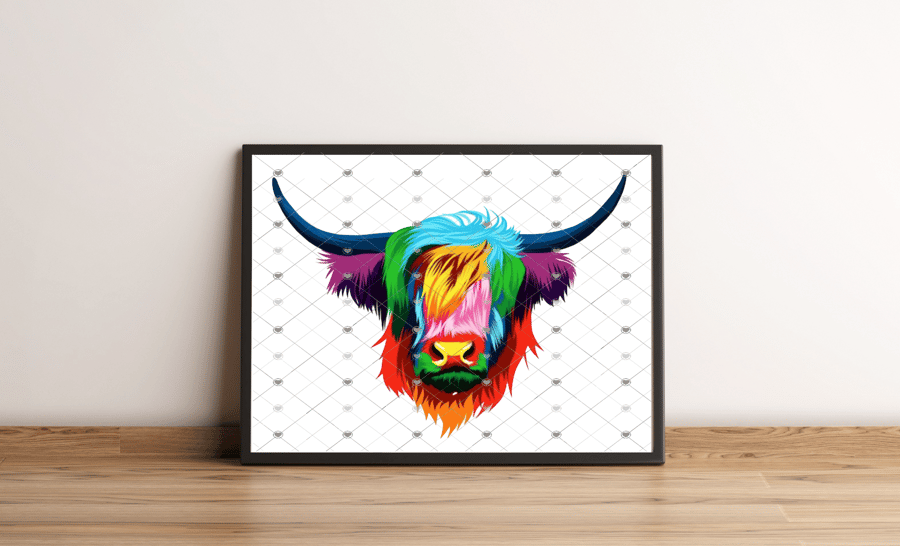 Highland Cow A4 Print, Cow Custom Print, Personalised Wall Art, Custom Cow 