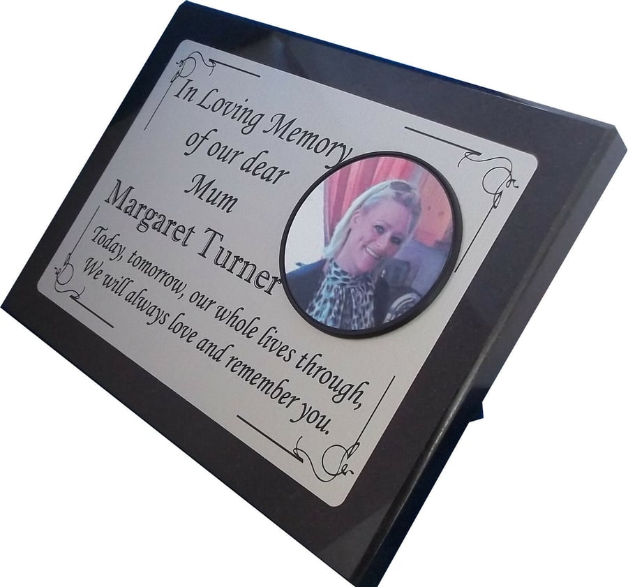 Personalised Black Granite memorial Stone grave marker photo cemetery plaque 