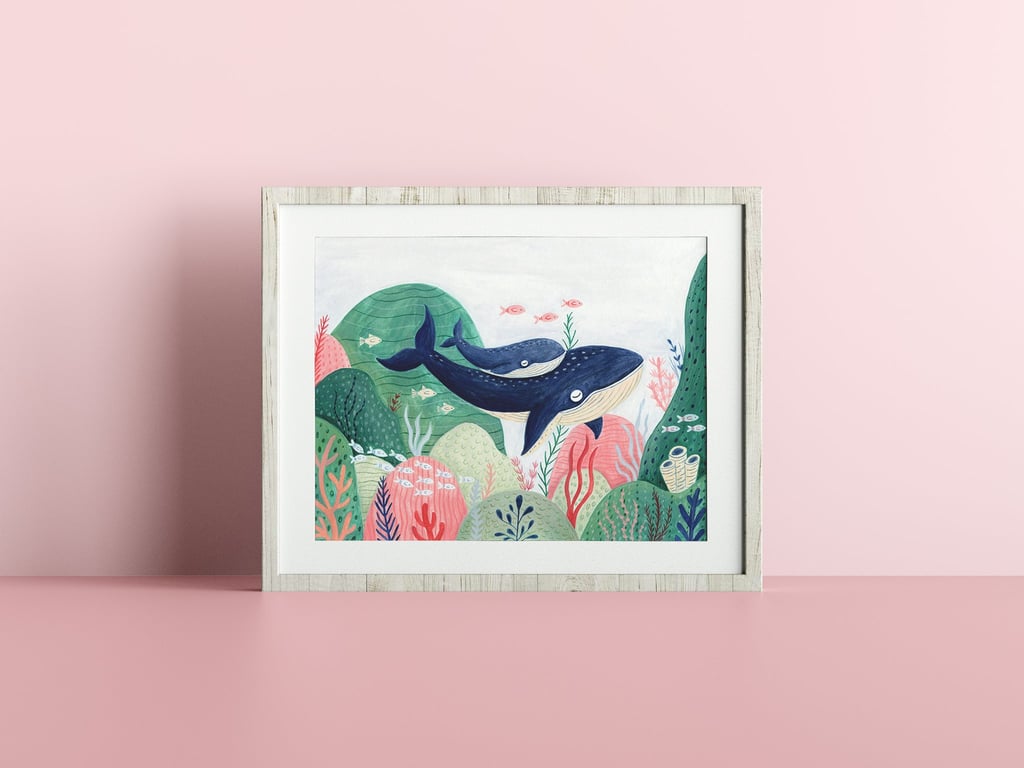 Whale Ocean Art Print - Signed 8 x 10 Print