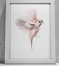 Sparrow Watercolour Painting - Hand Signed Limited Edition Print by Syman Kaye