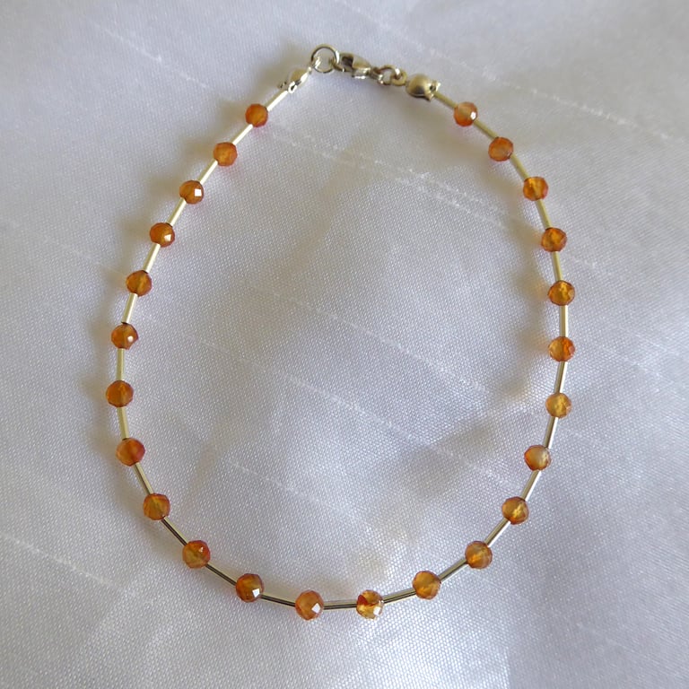 Unique Carnelian and Sterling Silver Bracelet
