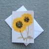 sunflower original art hand painted blank greetings card ( ref F 253 )