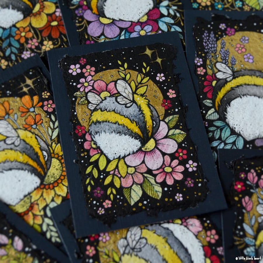 big fat bumblebee - original aceo illustration